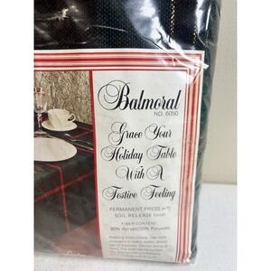 Lintex Balmoral Moire Plaid Tablecloth Red/Green/Golf Oblong 60" x 84" NEW